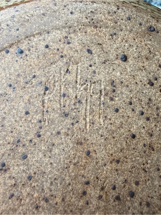 Signed Handmade Stoneware Speckled Covered Dome Butter Dish - Picture 6 of 6